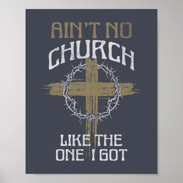 Poster Não há Igreja como a que tenho design de texto (Frente)