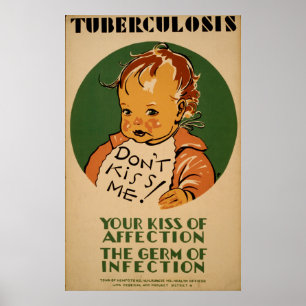 Poster Não me beije Tuberculose WPA Saúde da Vintage