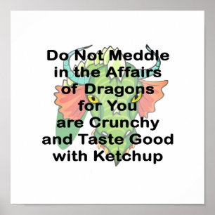 Pôster Não meditar a cabeça do dragão preto