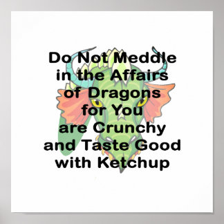 Pôster Não meditar a cabeça do dragão preto