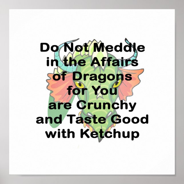 Pôster Não meditar a cabeça do dragão preto (Frente)