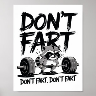 Poster Não Peide Guaxinim Engraçado Academia Treinamento
