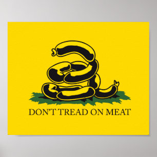 Poster Não pise na carne, paródia engraçada da bandeira d