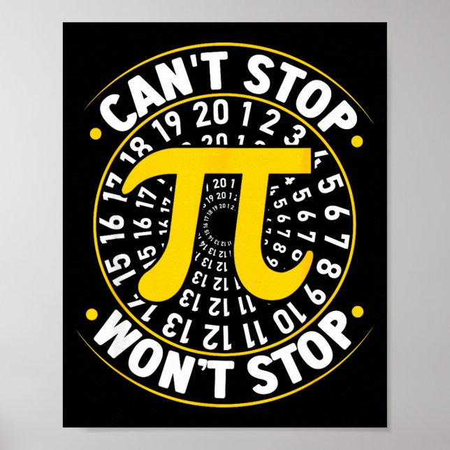 Poster Não Posso Parar Pi Não Vai Parar Matemática Dia Do (Frente)