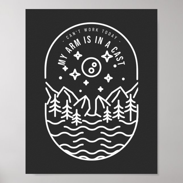 Poster Não posso trabalhar hoje, meu braço está em uma na (Frente)