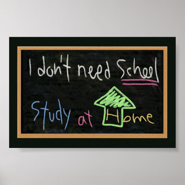 Poster Não preciso de escola/estudo em casa (Frente)