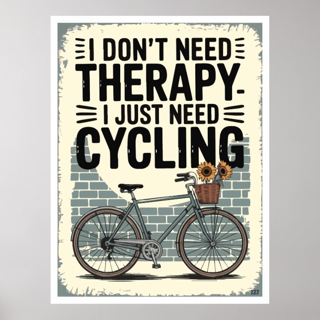 Poster Não preciso de terapia, só preciso de ciclismo (Frente)