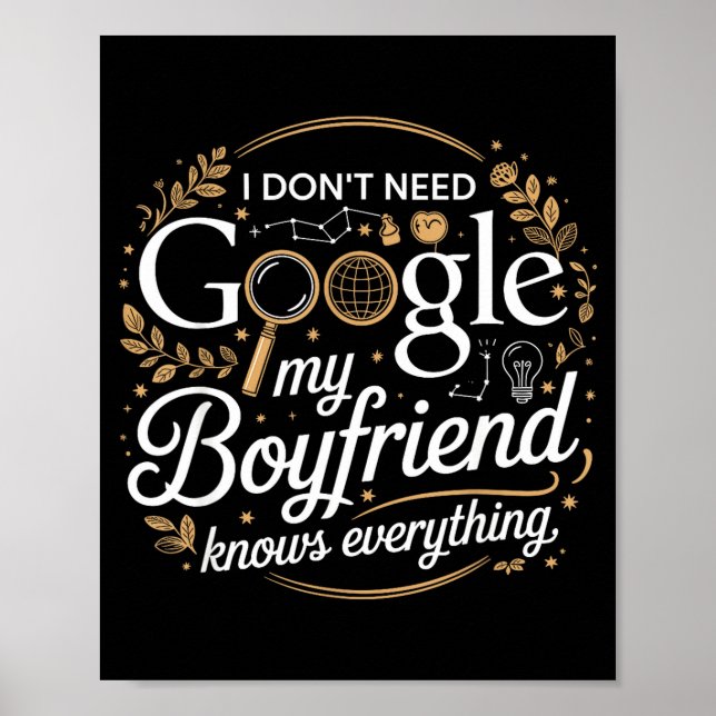 Poster Não Preciso do Google Meu Namorado Sabe Tudo  (Frente)