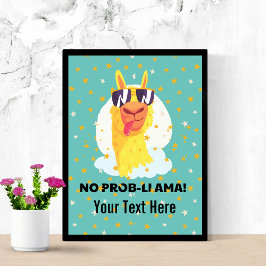 Poster Não-Prob-Llama Engraçado Llama com Estrelas
