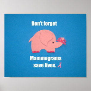 Poster Não se esqueça de Mammograma salvar vidas.
