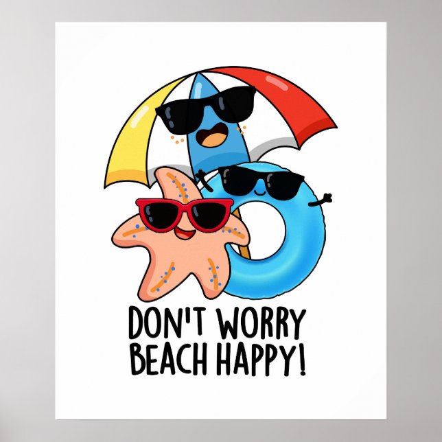 Poster Não se preocupe Praia Feliz, Feliz Jogo de Verão (Frente)