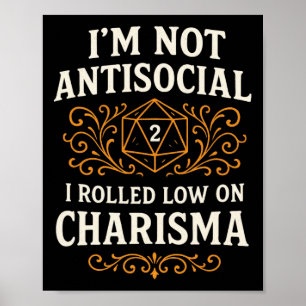 Poster Não Sou Antissocial - Humor de Mesa de Rpg 