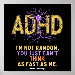 Poster Não Sou Engraçado por Acaso, Tenho Citação de ADHD
