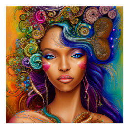 Pôster Não toques no meu cabelo preto Melanina afro Rainh