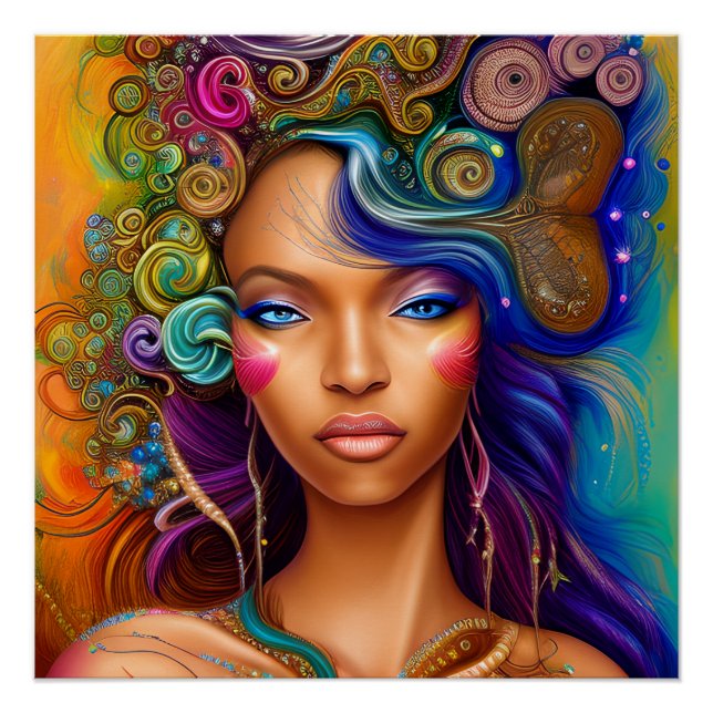 Pôster Não toques no meu cabelo preto Melanina afro Rainh (Frente)