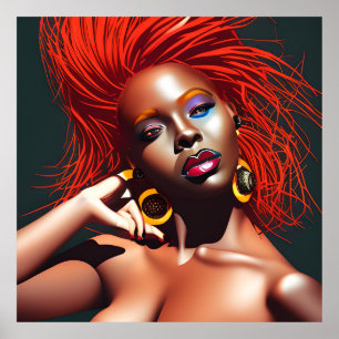 Poster Não toques no meu cabelo preto Melanina afro Rainh