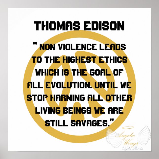 Pôster Não Violência! Thomas Edison-Customize (Frente)