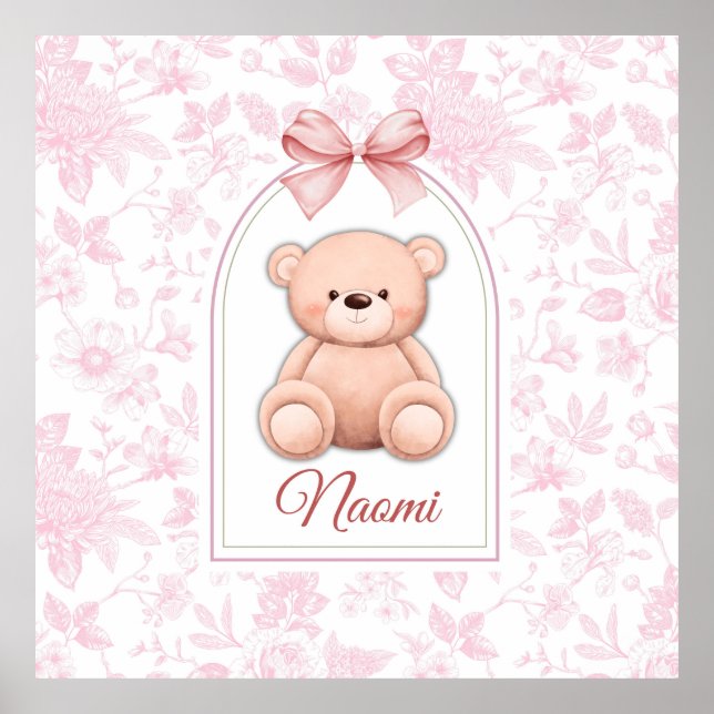 Poster Naomi | Design de Enfermeiro de Urso Rosa Personal (Frente)