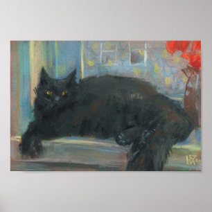 Poster Nap Interrompido, Impressionismo De Gato Negro