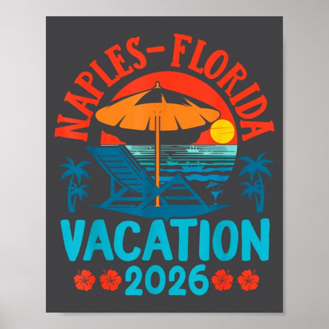 Poster Naples Florida 2026 Family Vacation Beach Summer V (Frente)