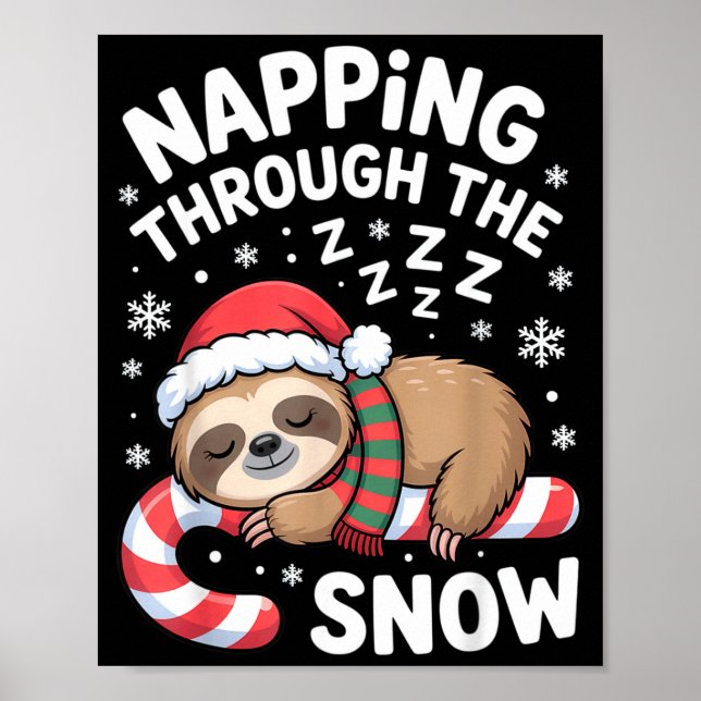 Poster Napng Through The Snow Funny Sloth Candy Cane Xmas (Frente)