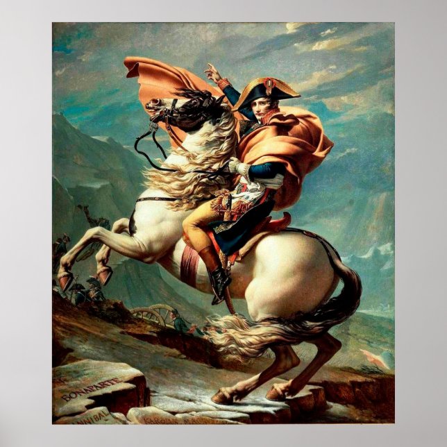 Poster Napoleão atravessa os Alpes por Jacques-Louis Davi (Frente)
