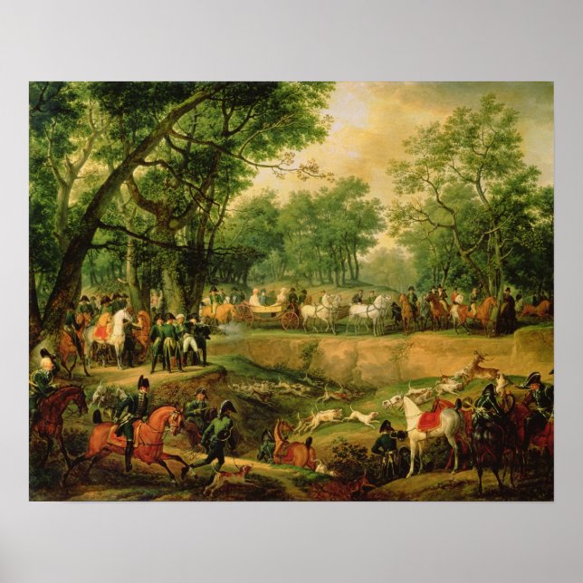 Poster Napoleão sobre caça na Floresta Compiegne, 1811 (Frente)