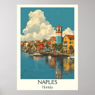 Poster Nápoles Florida Vintage Costal Town Viagem Art