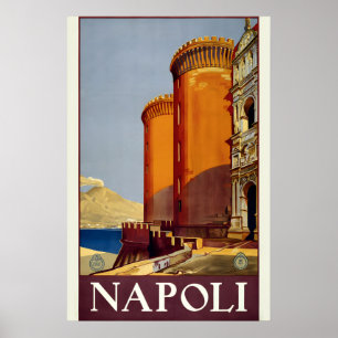 Poster Nápoles Itália Estilo Vintage Anos 20 Viagens Ital