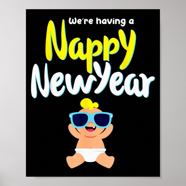 Poster Nappy New Year Diaper Expecting Pregnant Funny Hap (Frente)