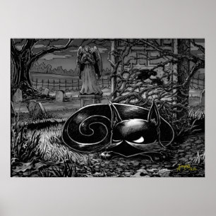 Poster Naps de Gatinho em um cemitério