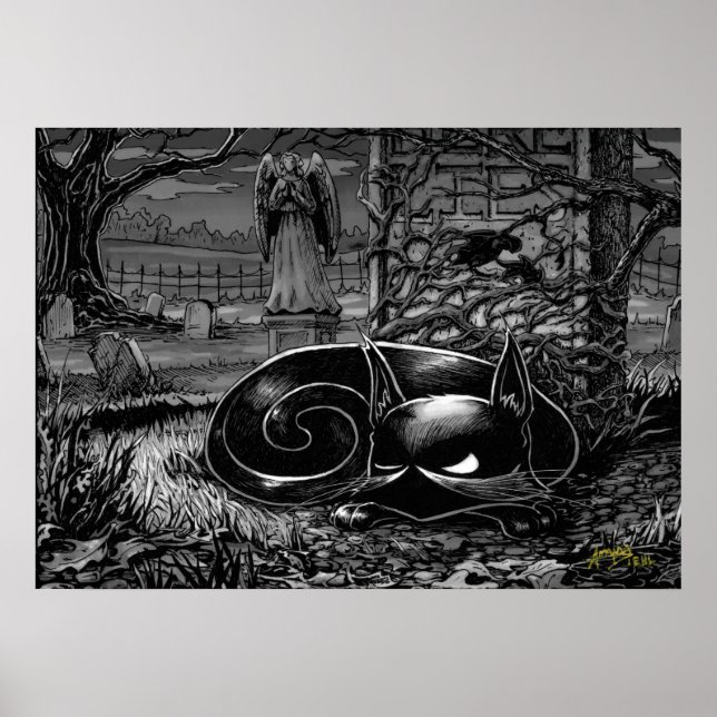 Poster Naps de Gatinho em um cemitério (Frente)