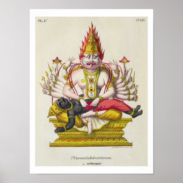 Pôster Narasimha, engraved by de Marlet (colour litho) (Frente)