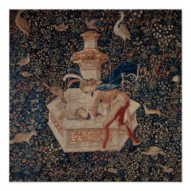 Pôster Narciso no Poço, Tapeçaria Medieval (Frente)