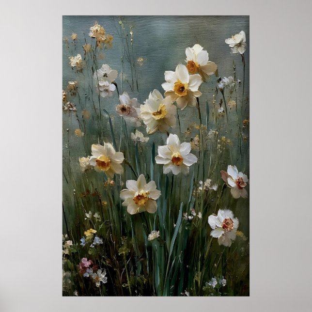 Poster Narcisos Imprimíveis Arte de Parede, Antiga Primav (Frente)