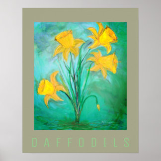 Poster Narcisos na Primavera. Pintura Acrílica e Digital