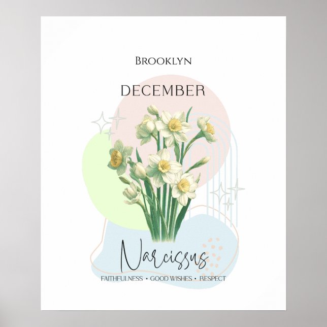 Poster Narcissus Birth Flower de dezembro (Frente)