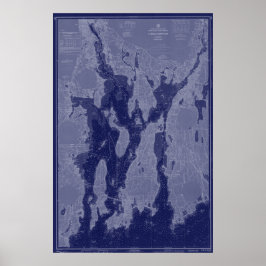 Poster Narragansett Bay Newport Map Náutico Art
