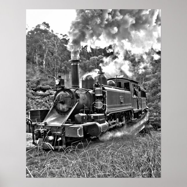 Poster Narrow Gauge Steam Train Black and White (Frente)