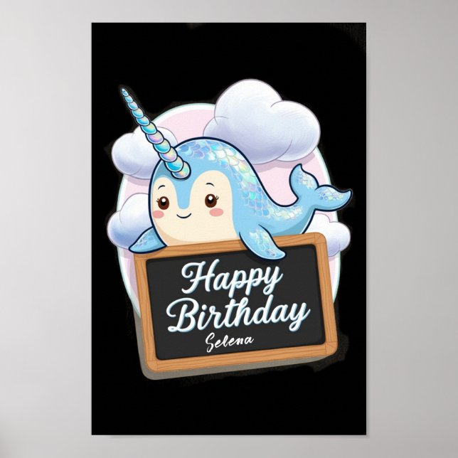 Poster Narwhal segurando chalkboard (Frente)