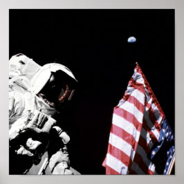 Pôster NASA Apollo 17 Astronauta Flag Earth Foto