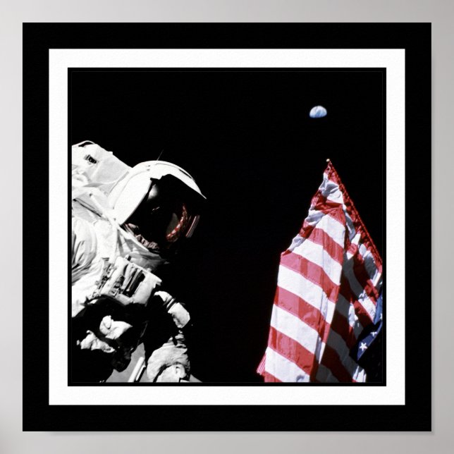 Poster NASA Apollo 17 Astronauta Flag Earth Foto (Frente)