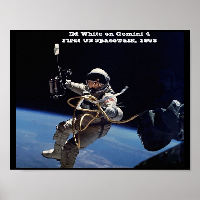 Poster NASA Ed White no Gemini 4 First US Spacewalk, 1965 (Frente)