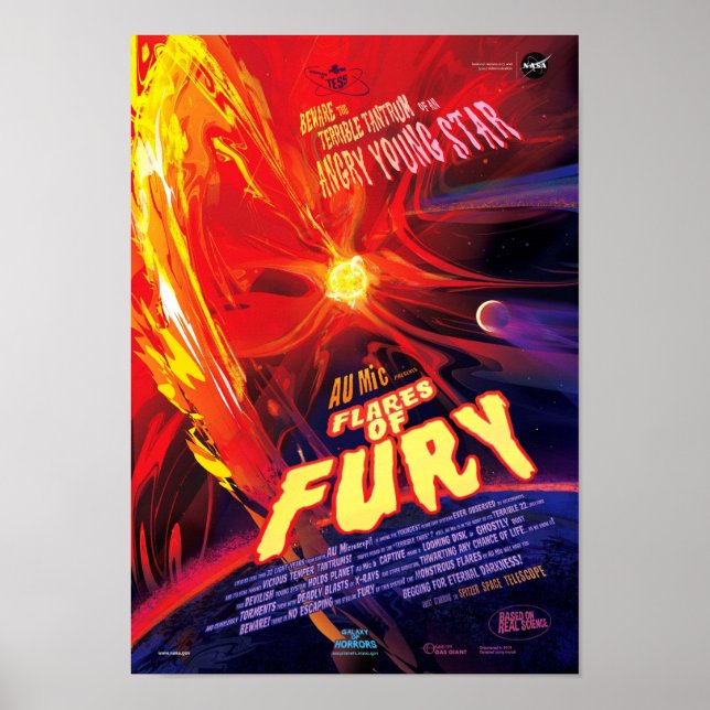 Poster NASA Exoplaneta Viagem Bureau Flares de Fury Poste (Frente)