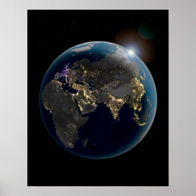 Poster NASA Hemisfério Oriental Terra Dourada e Roxa (Frente)