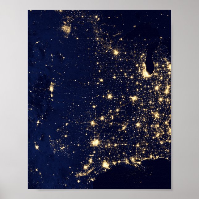 Poster Nasa Luzes do Espaço EUA (Frente)
