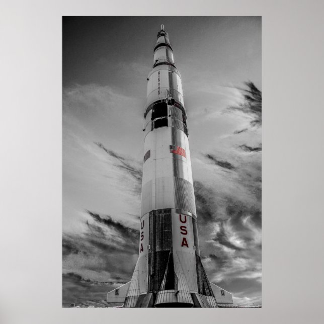 Poster NASA Saturn V - Splash de cores EUA (Frente)