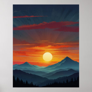 Poster Nascente Abstrata na Montanha