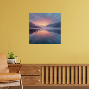 Poster Nascente do Lago Tranquilo – Paisagem Serena da Na