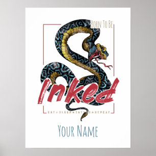 Poster Nascer A Ser Inked Tatto Design Vintage Cobra